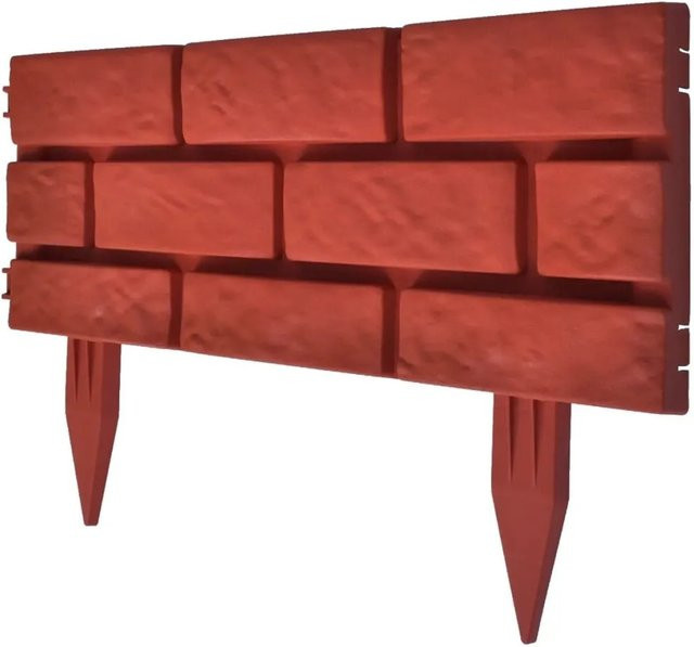 vidaXL Rasenkanten in Rot im Backstein-Design aus Polypropylen, 11 Stück - Bild 1