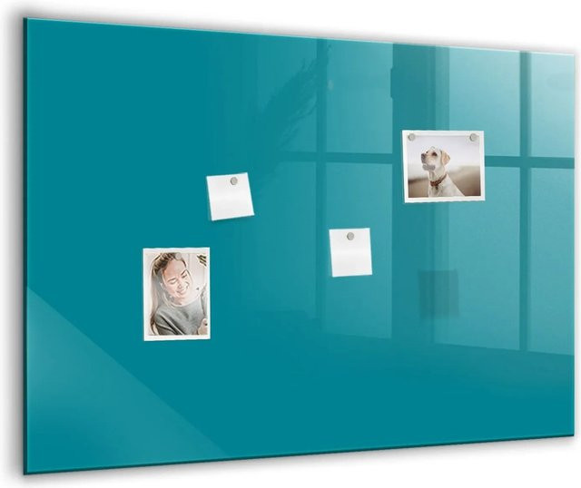 Tulup Magnetische Glastafel in Meeresfarbe, beschreibbare Magnettafel für Termine, B: 100 cm, H: 70 cm - Bild 1