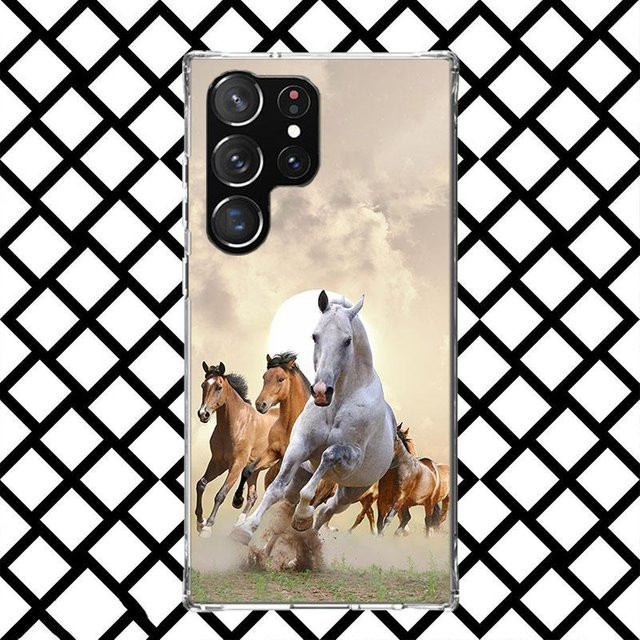 Handyhülle mit schwarzem galoppierendem Pferdemotiv für Samsung Galaxy S26 S25 S24 S23 S22 S21 S20 Serie, weiche Schutzhülle mit Druck von Fundas Gal - Bild 1