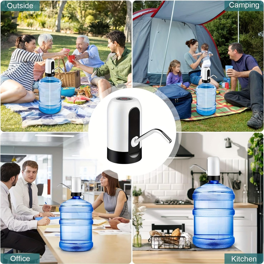 Elektrische Wasserflaschenpumpe von YC Direct, USB wiederaufladbare automatische Trinkwasserpumpe für 3-5 Gallonen Flaschen, Schwarz - Bild 5