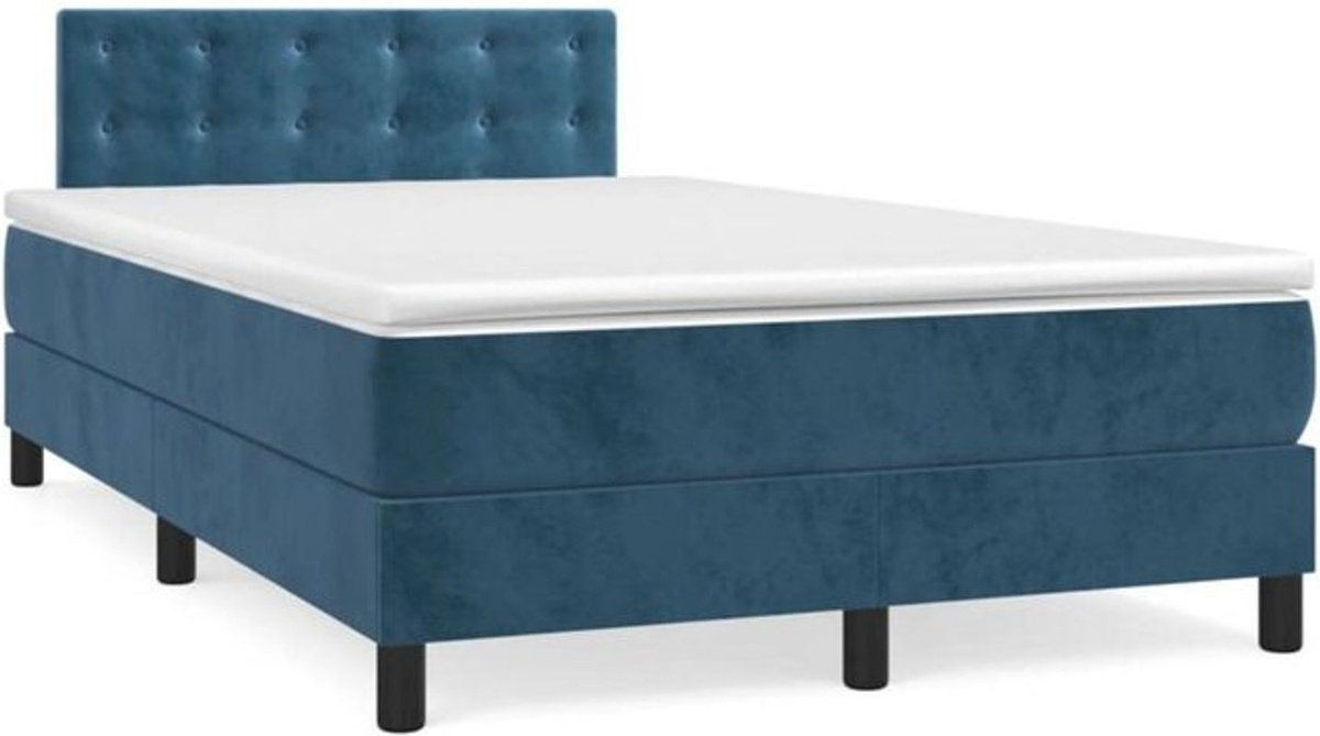 Vidaxl Boxspringbett mit Matratze aus Samt in Blau, B/T/H: 120 x 190 x 88 cm - Bild 1