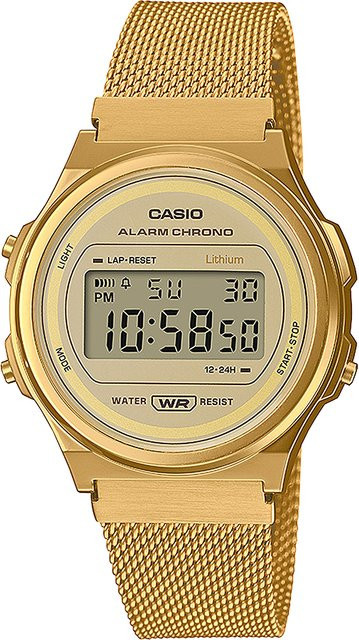 Casio Digitaluhr, Quarz, Edelstahl, Gold, 37 mm, Unisex - Bild 1