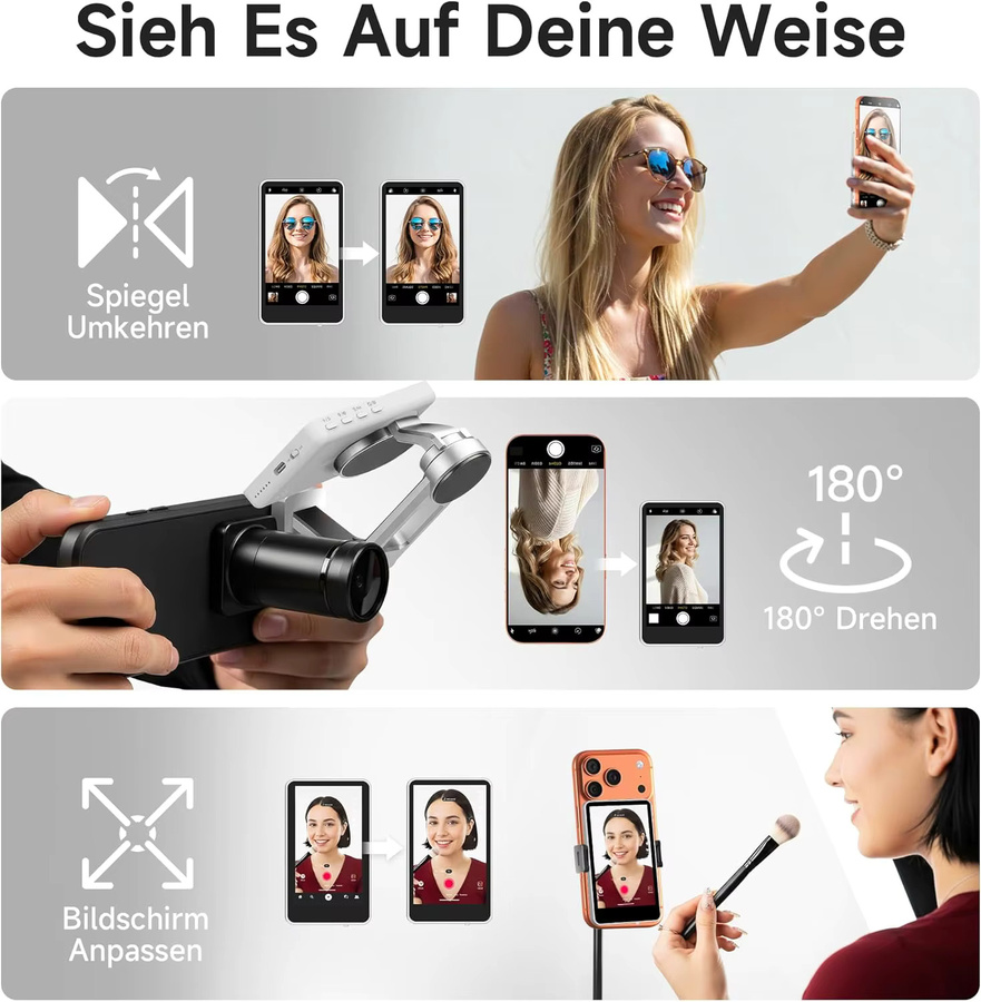 SYNCO XView Magnetischer Handy-Selfie-Monitor für iPhone und Android in Weiß - Bild 6