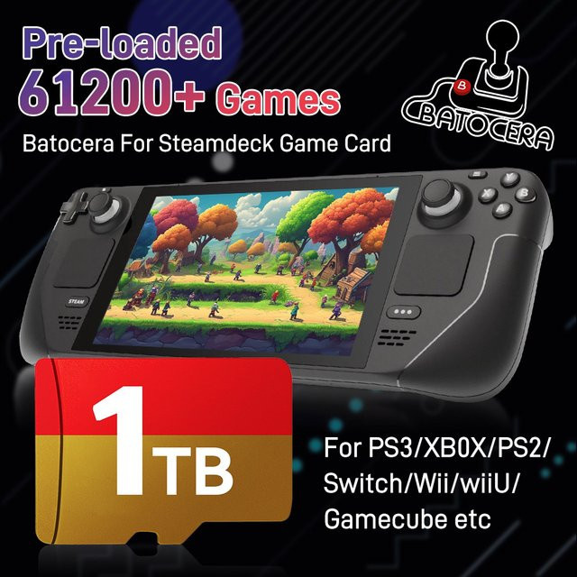 JMachen Micro SD-Karte für Steam Deck und Handheld-PCs mit 256 GB Speicher inklusive 65200 Spielen und 70 Emulatoren - Bild 1