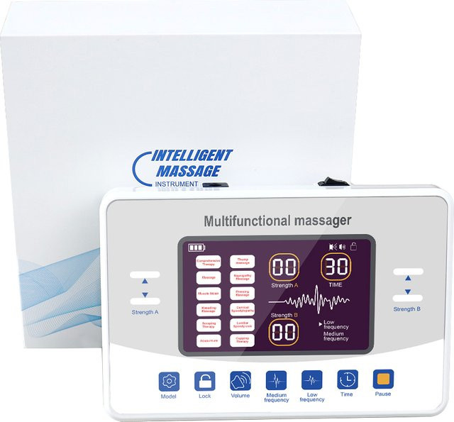 SANPKON 30-stufiges TENS-Gerät und EMS-Muskelstimulator als multifunktionales digitales Akupunktur-Massagegerät in Weiß - Bild 1