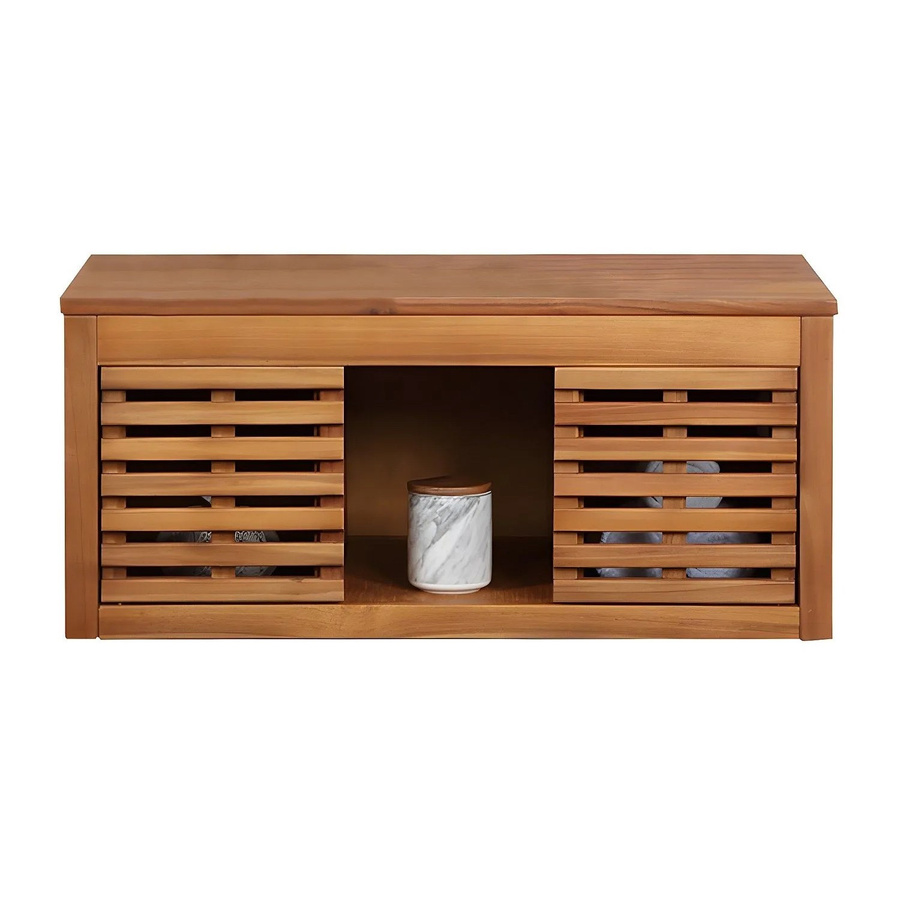 Vente-unique Waschbeckenunterschrank Penebel aus Akazienholz in Natur Dunkel, Breite: 90 cm - Bild 2