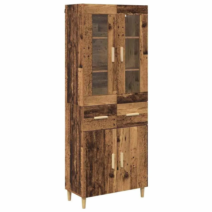 vidaXL Highboard Altholz in Braun mit Türen und Schubladen, B/T/H: 69,5 x 34 x 180 cm - Bild 2