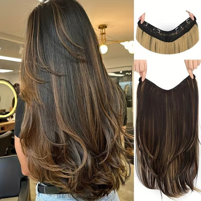Clip-in-Haarverlängerungen, synthetisch, 22 Zoll, Damen - Bild 1