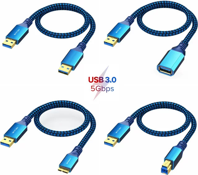 BSN USB 3.0 Verlängerungskabel von USB-C auf Micro-B in Blau - Bild 1