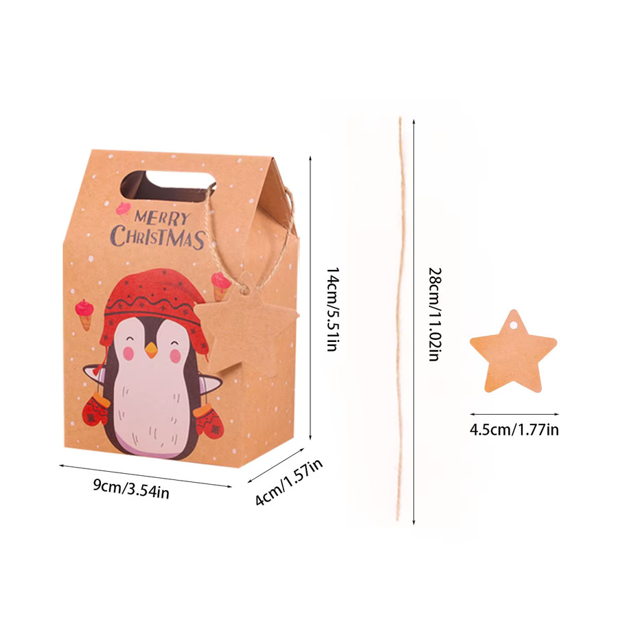 joy-enlife Weihnachts-Geschenkboxen aus Kraftpapier mit Etikett in Braun für Weihnachtsfeier und Neujahr, 6 Stück - Bild 2