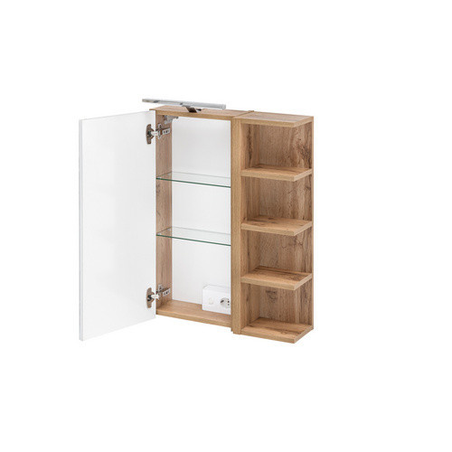 Schildmeyer LED-Spiegelschrank Matteo in Eiche Landhaus, Farbe Braun, B: 50,3 cm, H: 74,8 cm - Bild 2