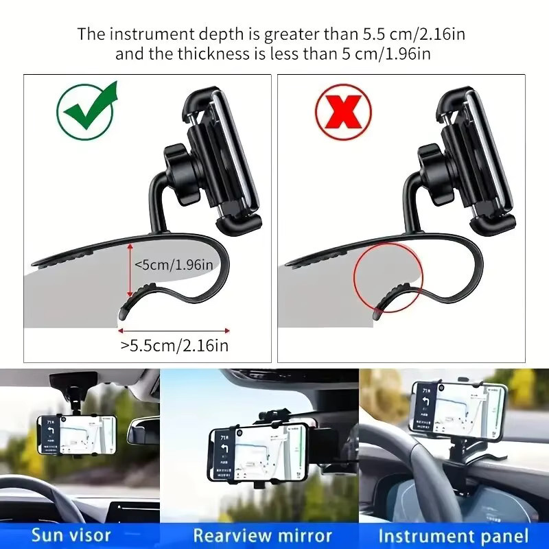 QUERPXAF Universal 360-Grad Multifunktions-Auto-Handyhalter für iPhone, Samsung und Xiaomi in Schwarz - Bild 6