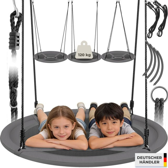 tectake Nestschaukel Swayer mit Textilene-Bespannung und gepolstertem Rand, Grau-Schwarz, B/T/H: 100 x 100 x 180 cm - Bild 1