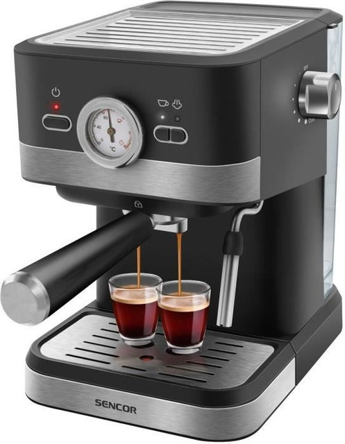 Espressomaschine Sencor SES 1721BK in Schwarz mit 20 Bar Druck, Cappuccino-Dampfdüse und Vorinfusion für gemahlenen Kaffee - Bild 1