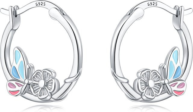 CYCUFF Creolen, 925 Silber, Blumen-Schmetterling, Damen - Bild 1