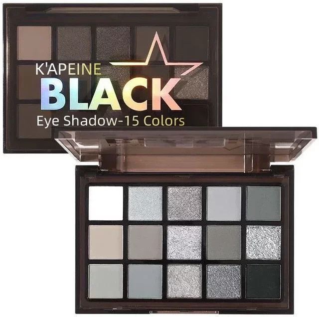 Capel Lidschatten-Palette, 15 Farben, Schwarz, Schimmernd, Matt - Bild 1