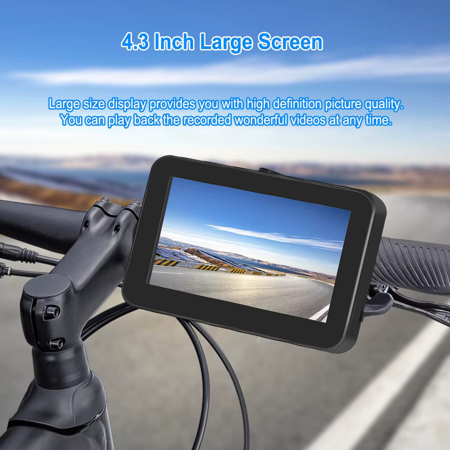 VSYSTO Fahrrad-Dashcam C4.3K mit 4,3 Zoll Display, wasserdicht, Infrarot-Nachtsicht und nahtloser Aufnahme, Schwarz - Bild 2