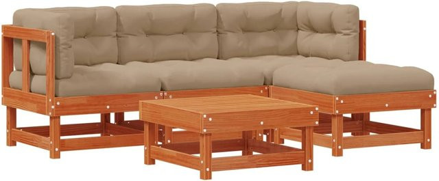vidaXL Garten-Lounge-Set 15-teilig aus massivem Kiefernholz in Wachsbraun - Bild 1