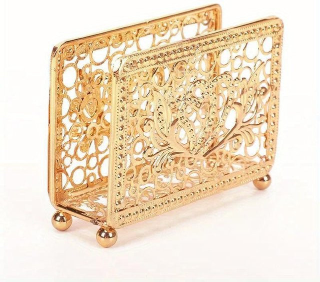 Serviettenhalter aus Metall im Retro-Stil in Gold für Schreibtisch und Restaurant - Bild 1