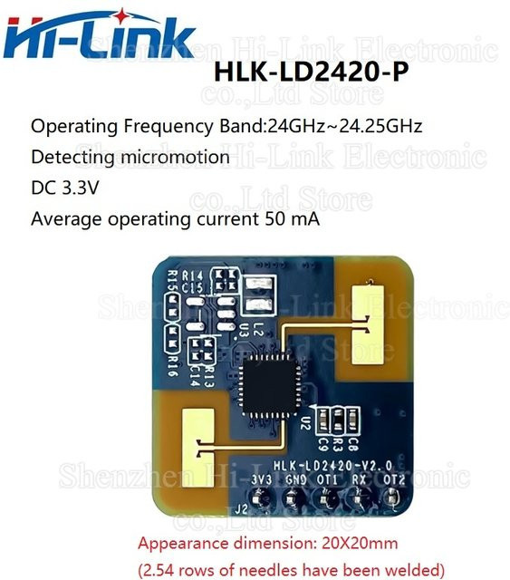 HLK LD2420 Millimeterwellen-Radar Menschliche Anwesenheitserkennungsmodul 24GHz mit 8 m Reichweite 3,3V 5er Pack - Bild 1