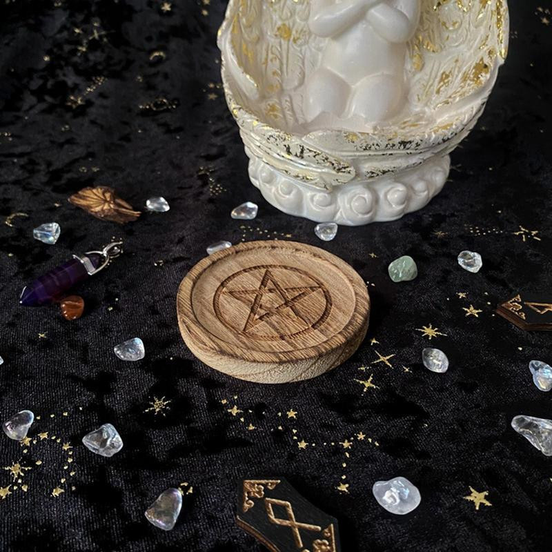 Bestbags Hexenaltar Tablett aus Holz mit Pentagramm in Braun für Rituale und Dekoration - Bild 5
