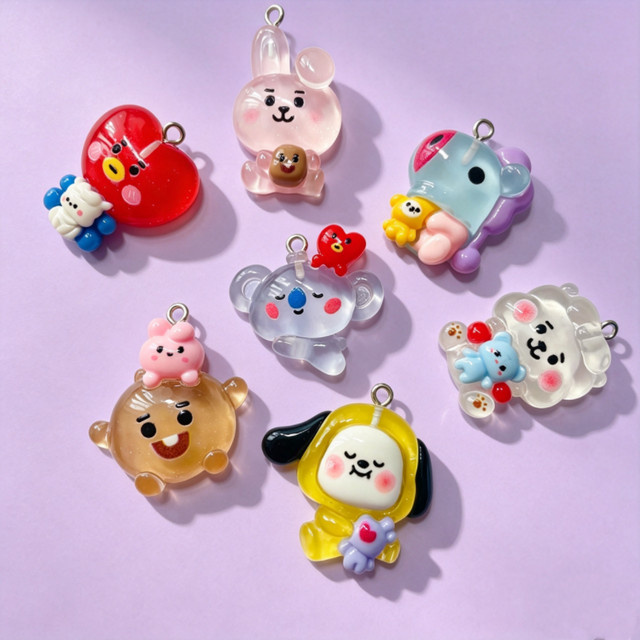 LINE FRIENDS Anhänger Set, Harz, Bunt, Unisex - Bild 1