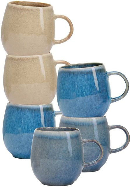 Ritzenhoff & Breker Henkelbecher Estoril aus Keramik, Mehrfarbig, 6er Set, 470 ml pro Becher - Bild 1