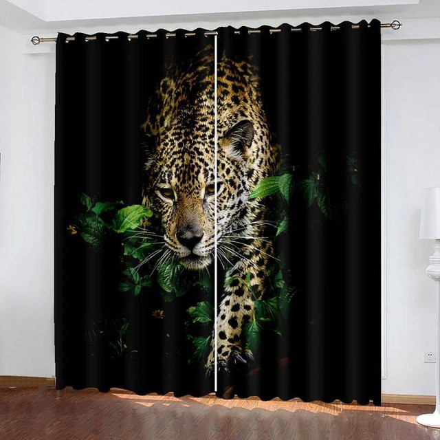 Yiran Furniture Dekopanel mit Tier-Motiv Wolf Gepard Leopard in Schwarz, Breite: 100 cm, Höhe: 160 cm - Bild 1