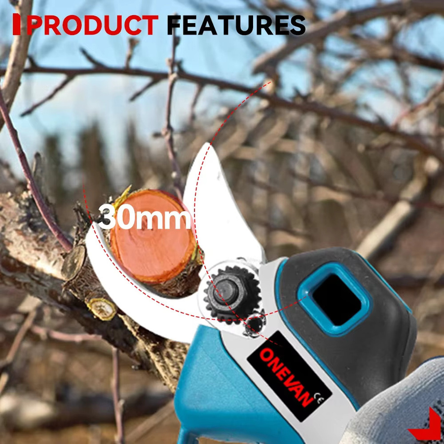 Bürstenlose elektrische Gartenschere mit 1000W und 30mm Schneidkapazität für Makita LXT Akkus in Blau - Bild 2
