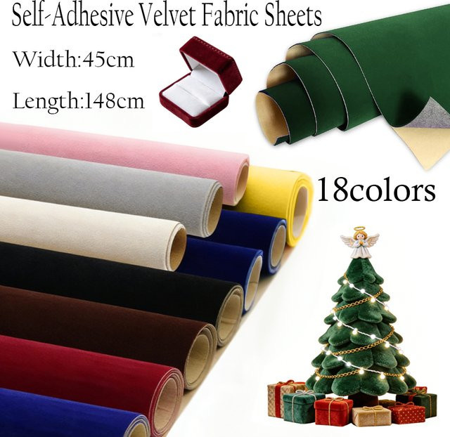 Selbstklebendes Samtflock-Futterpapier in Mehrfarbig, Kontaktpapier für Schmuckkästchen und Schubladen, B: 45 cm, L: 148 cm - Bild 1