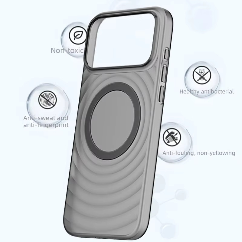 Transparente Schutzhülle mit Streifenmuster und magnetischem PP-Gehäuse für iPhone 17 und iPhone 16 Pro Max, MagSafe kompatibel, stoßfest, Farbe: Weiß - Bild 4