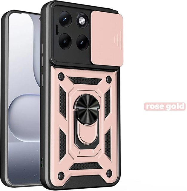 Magnetische Handyhülle für Motorola Moto Edge 70, Edge 60 Fusion und Edge 60 Pro in Pink mit schiebbarem Kameraobjektiv-Schutz und Ringständer-Halterung - Bild 1