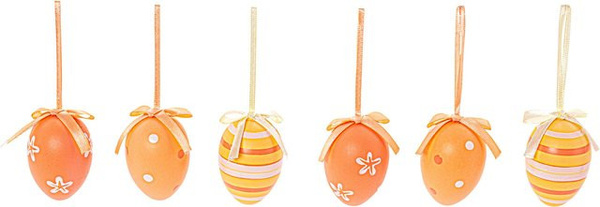 Viva Domo Deko-Eier mit floralem Muster in Orange, 6 Stück