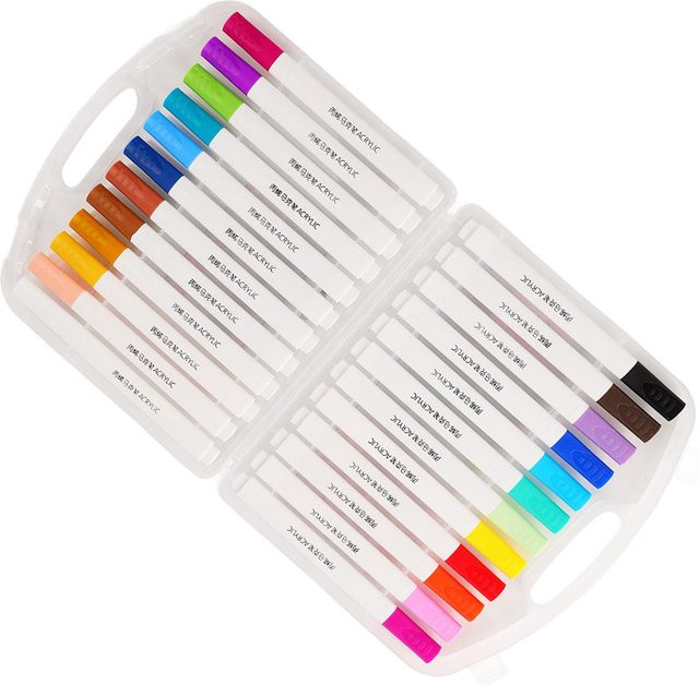 GoolRC Acrylmarker Set mit 24 Farben und abgerundetem dreieckigem Stifthalter in Weiß - Bild 1
