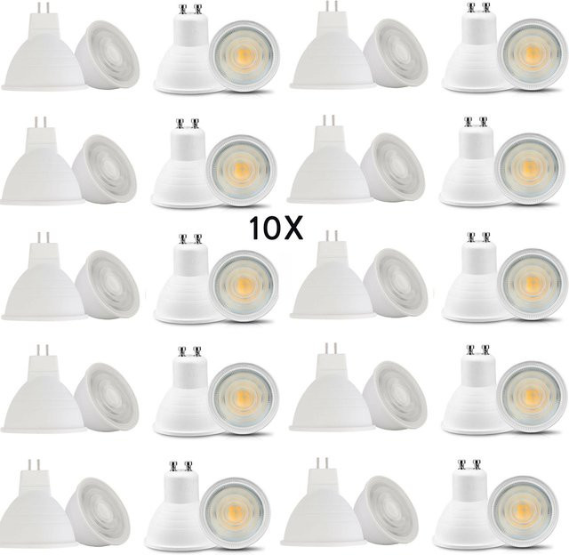 10er Set dimmbare LED-Strahler YORYZENG GU10 mit COB-Chip, Weiß, 220V - Bild 1