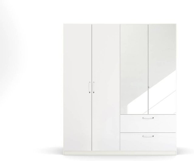 Kleiderschrank Quadra von Poco in Weiß, modern und glänzend, B/H/T: 180 x 210 x 54 cm - Bild 1