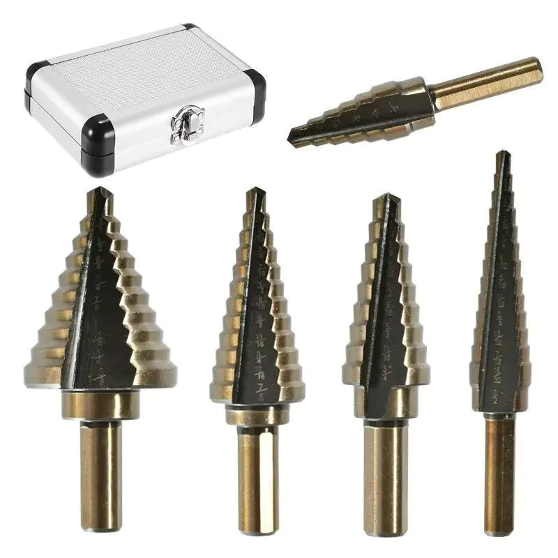 5-teiliges HSS-Kobalt Bohrerset mit Titanbeschichtung in Gold, 50 Größen, mit dreieckigem Schaft nach britischem Standard - Bild 2