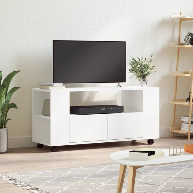 vidaXL TV-Schrank aus Holzwerkstoff in Weiß, B/T/H: 102 x 34,5 x 43 cm - Bild 2