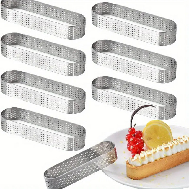 XMSJ Ovale perforierte Tortenringe aus Edelstahl in Silber für professionelles Gebäck und Kuchenformen - Bild 1