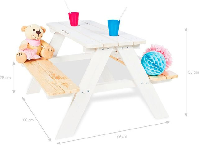 Pinolino Kindersitzgarnitur Nicki für 4 aus Nadelholz in Weiß, H x B x T: 50 x 79 x 90 cm - Bild 1
