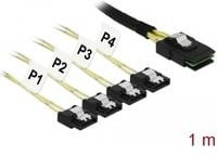 Delock Adapterkabel Mini SAS SFF-8087 auf 4x SATA 7Pin, Schwarz, 1 m - Bild 1