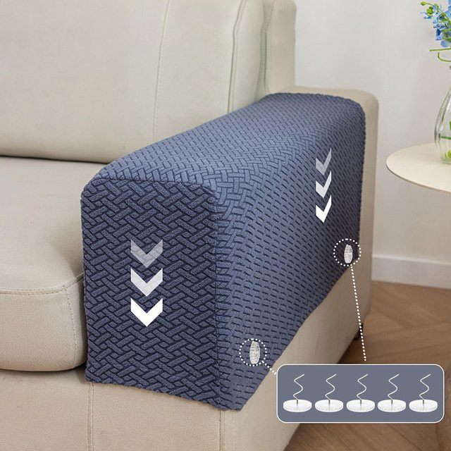 APWIKOGER Waschbare Sessel-Schonbezüge und Armlehnenbezüge für Stühle und Sofas in Blau und Braun mit modernem Grafik-Design - Bild 1