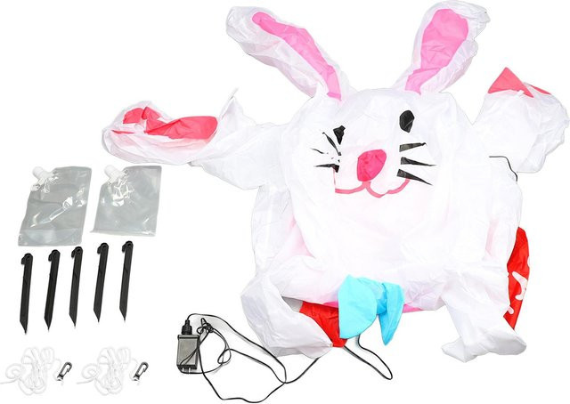 KONNWEI aufblasbarer Osterhase aus wasserdichtem Polyester mit LED-Licht in Weiß - Bild 1