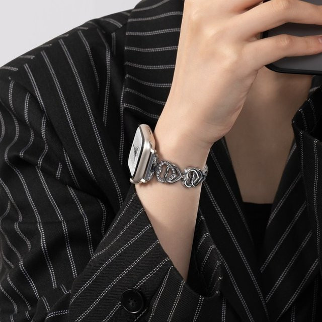 JBAILI Uhrenarmband Edelstahl, Herzförmig, Diamant, Kristall, Unisex - Bild 1