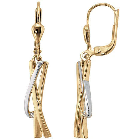 Colfem Ohrhänger 585 Gelbgold, bicolor, 2 Diamanten, Brillanten - Bild 1