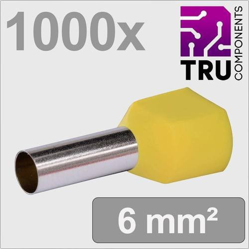 Tru-Components TC-13377248 Zwillings-Aderendhülse 6mm² Teilisoliert Gelb 1000 Stück - Bild 1