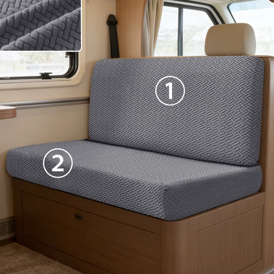 2-teiliges Set airldianer Jacquard Dinette Sofa-Kissenbezüge in Beige, dehnbare und rutschfeste Stuhlbezüge für Wohnmobile - Bild 2