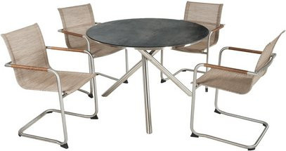 Garden Pleasure Tischgruppe Sophia 5-teilig in Silber aus Edelstahl und Kunststoff, B/T/H: 210 x 110 x 75 cm - Bild 1