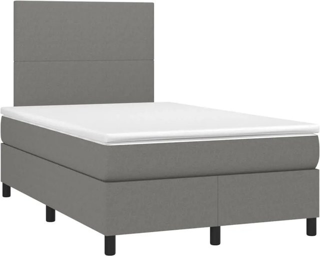 vidaXL Boxspringbett mit Matratze und LED-Unterbettbeleuchtung in Dunkelgrau, B/T/H: 120 x 200 x 118 cm - Bild 1