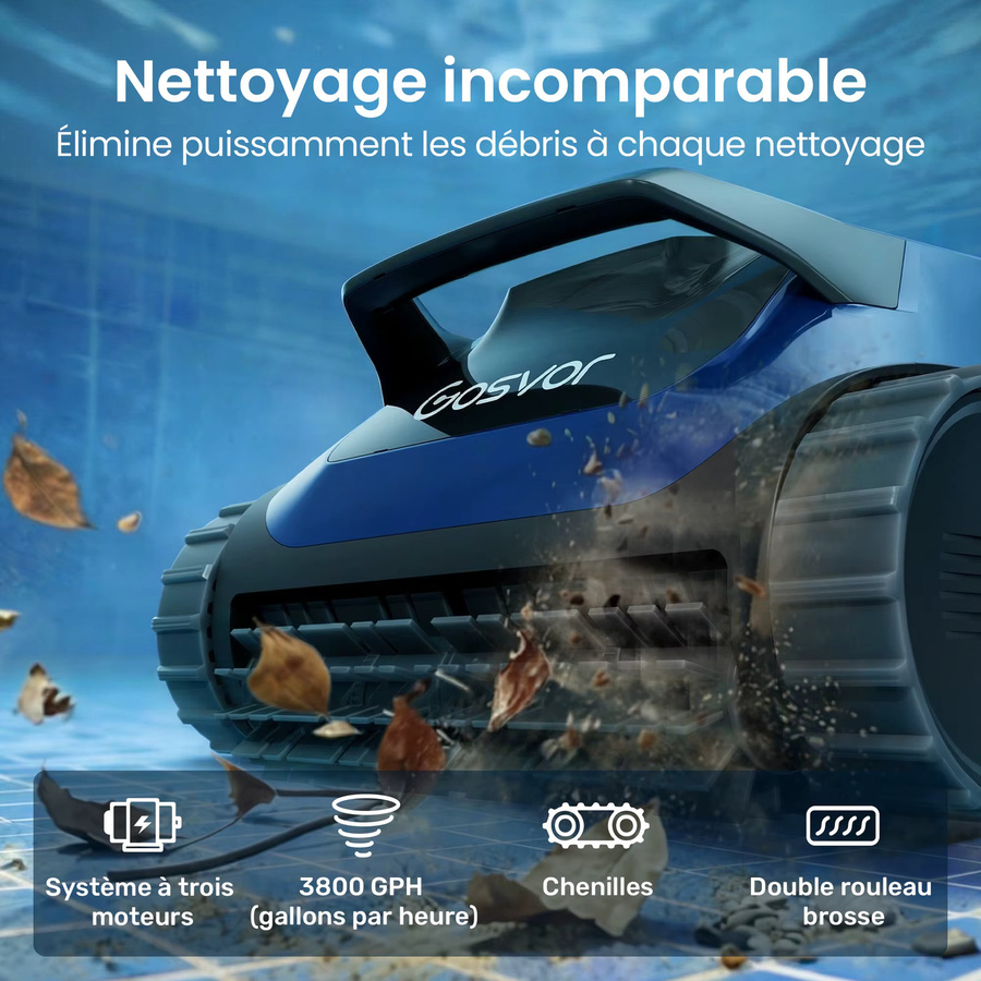 Gosvor LiteVac Pool Cleaner Roboter für eingelassene und oberirdische Pools, Grau-Blau - Bild 5